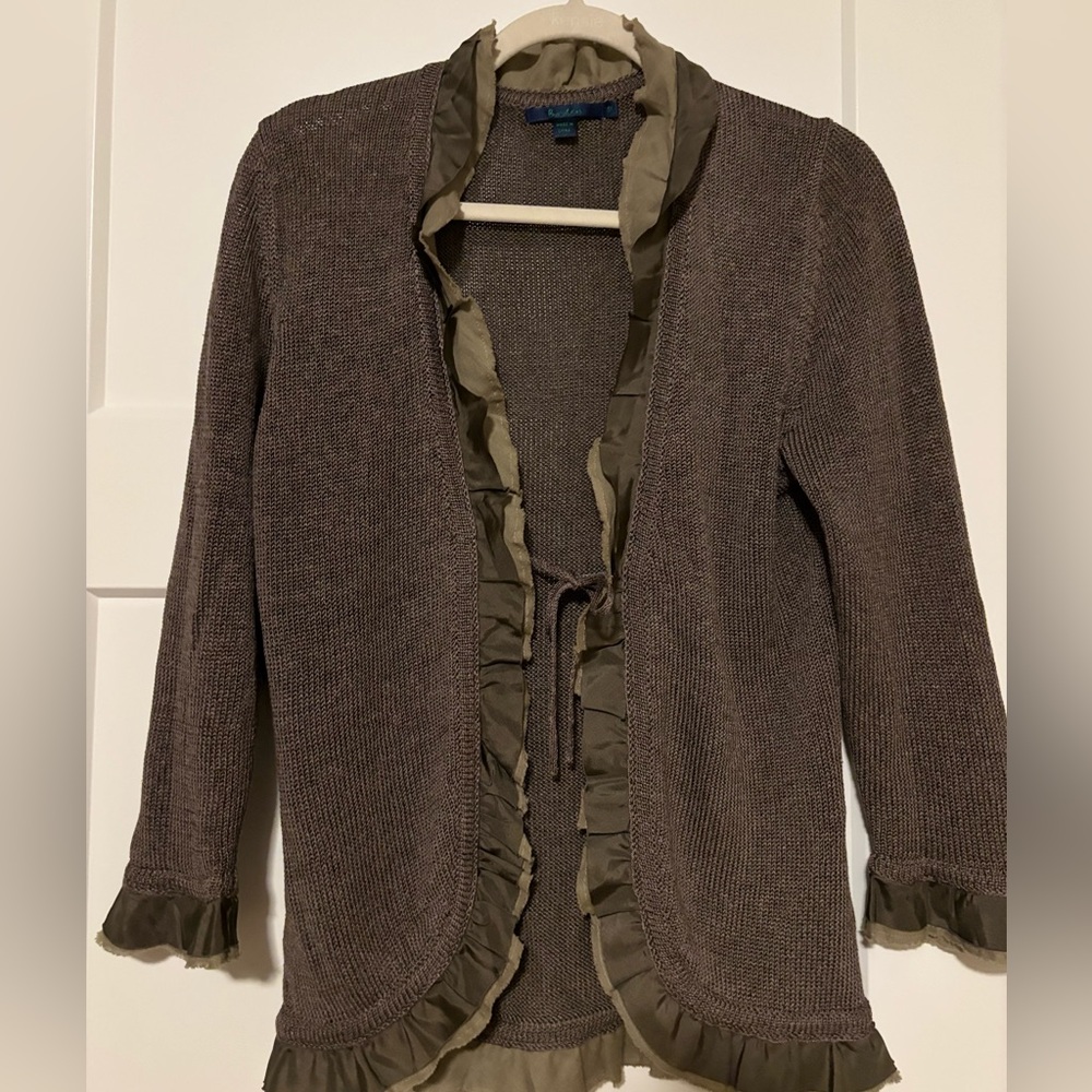 Boden Linen‎ and Silk Cardigan Sweater Open Tie Front size 12